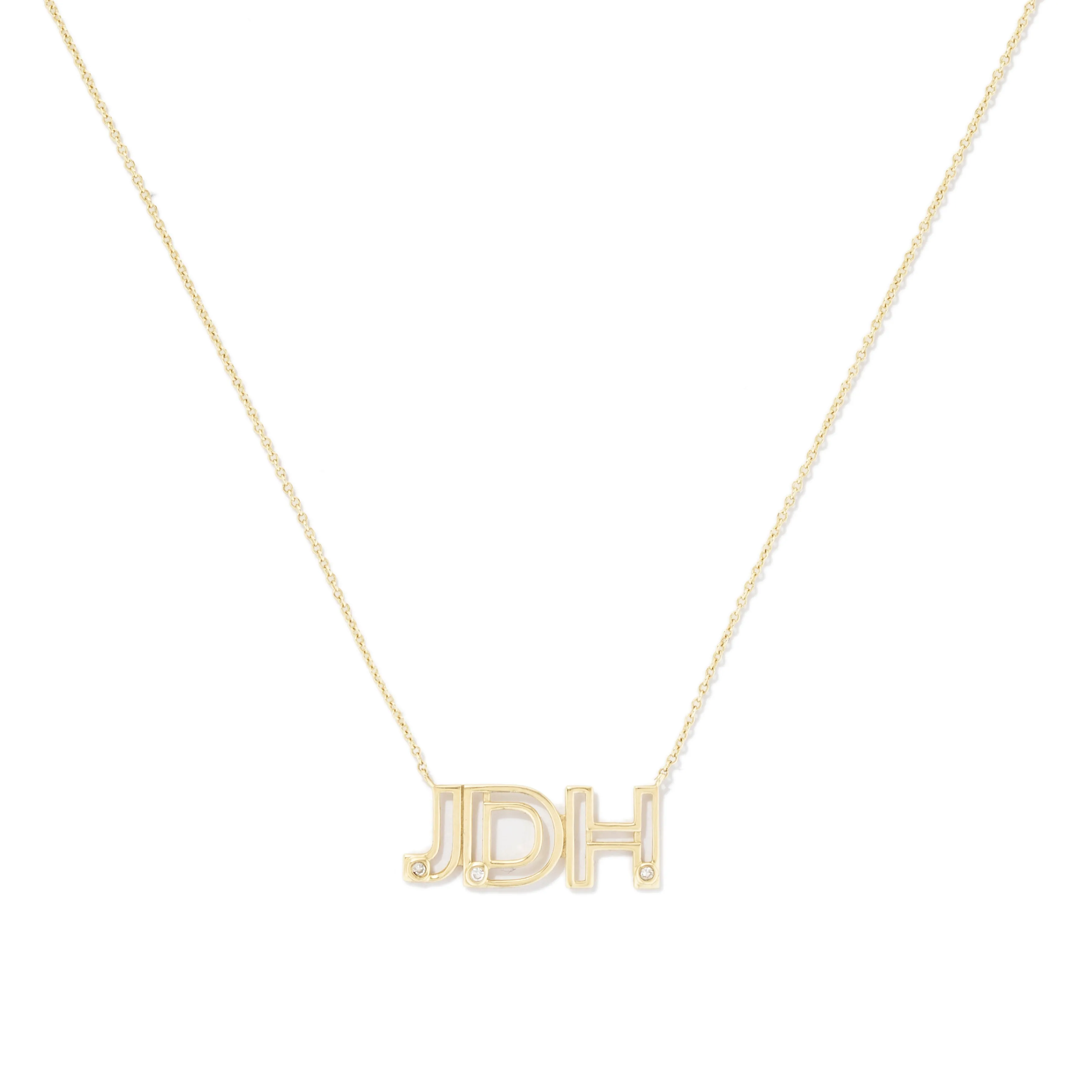 10kt Gold & Diamond Custom 3 Letter Necklace