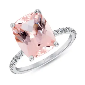 14K Gold Diamond Ring with 4ct Morganite Engagement Ring