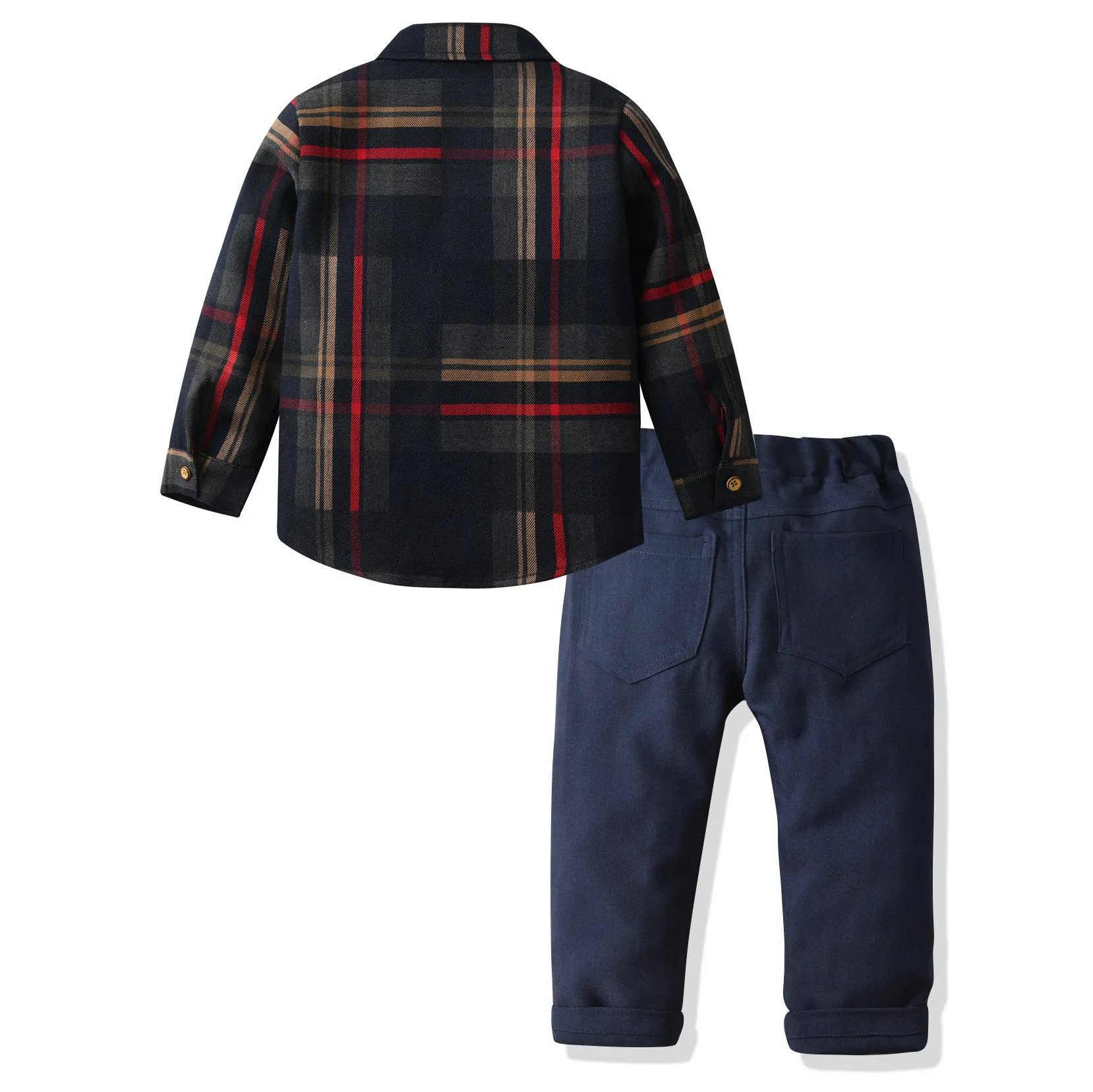 2 Pieces Set Baby Kid Boys Checked Shirts And Solid Color Pants Wholesale 230828328