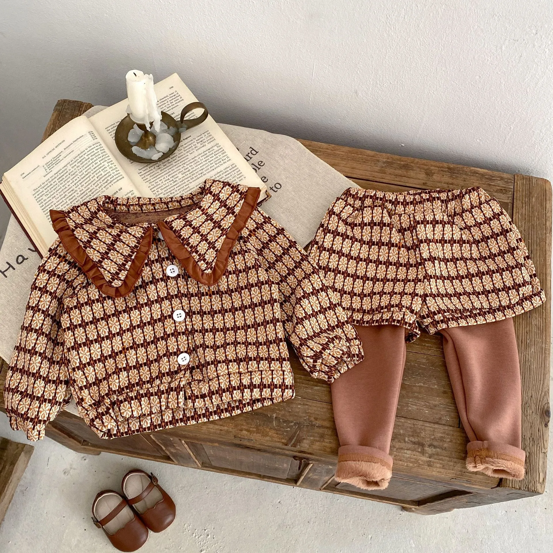 2 Pieces Set Baby Kid Girls Checked Tops And Pants Wholesale 230828339