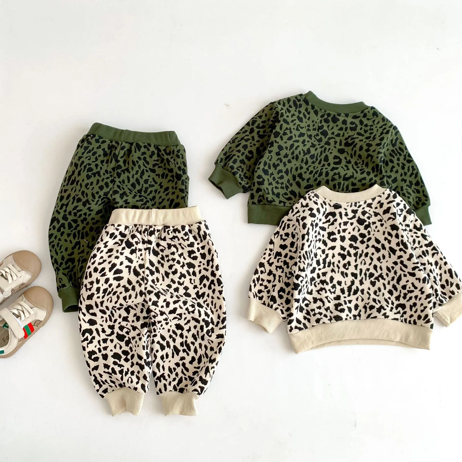 2 Pieces Set Baby Kid Girls Leopard Print Tops And Pants Wholesale 23101910