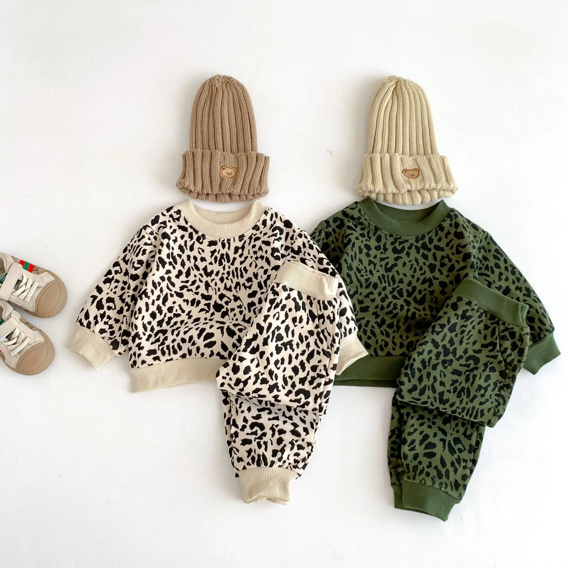 2 Pieces Set Baby Kid Girls Leopard Print Tops And Pants Wholesale 23101910