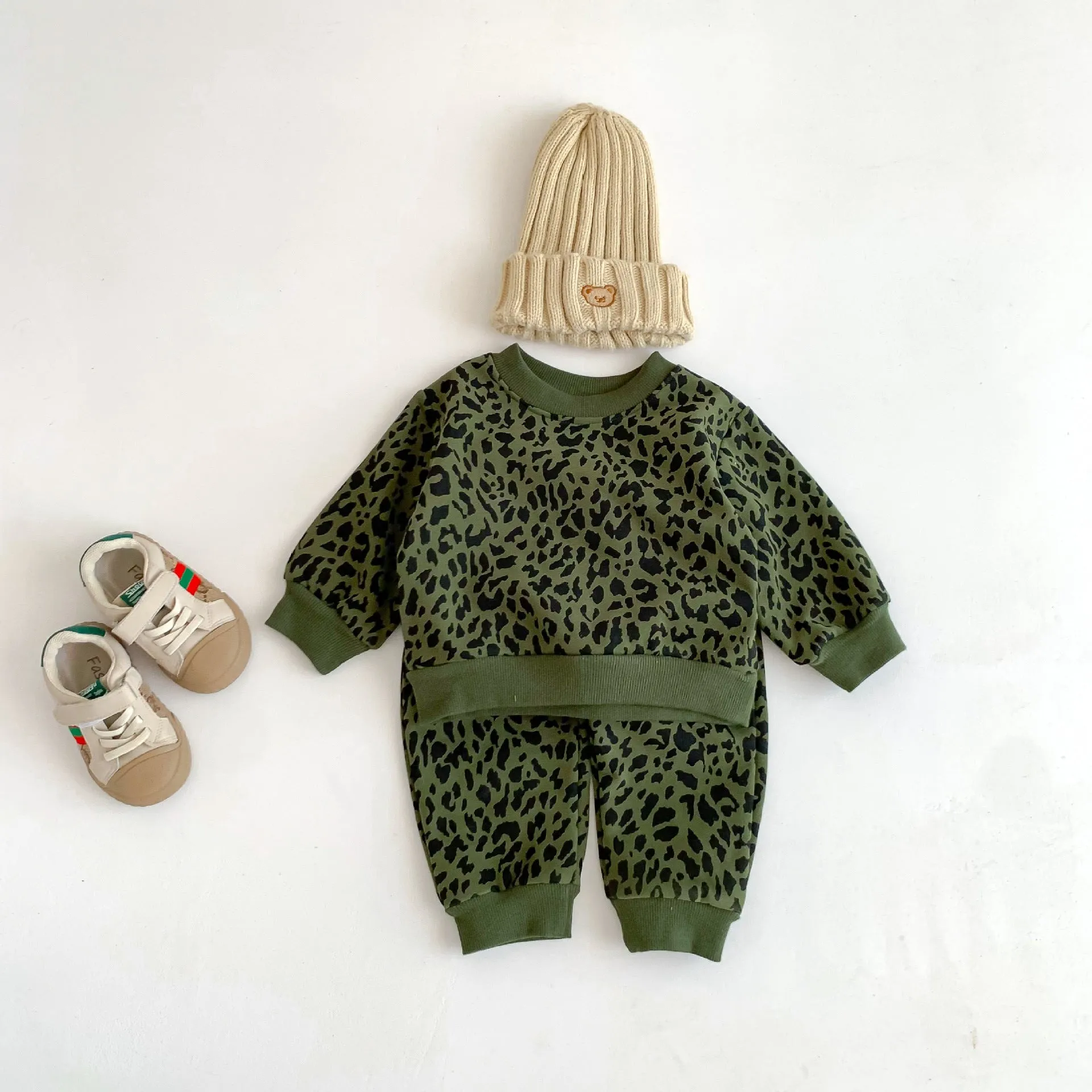 2 Pieces Set Baby Kid Girls Leopard Print Tops And Pants Wholesale 23101910