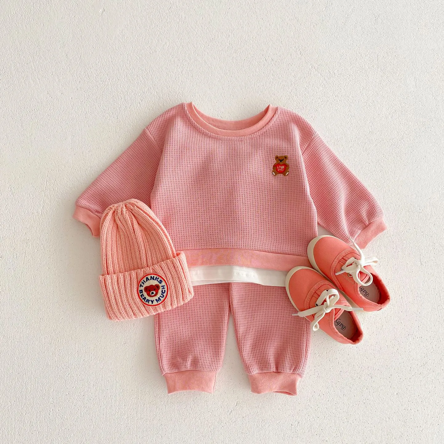 2 Pieces Set Baby Kid Girls Sports Solid Color Cartoon Hoodies Sweatshirts And Pants Wholesale 23101963