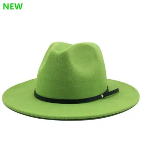 54-56-60CM Women Men Wool Vintage Gangster Trilby Felt Fedora Hat With Wide Brim Gentleman Elegant Lady Winter Autumn Jazz Caps