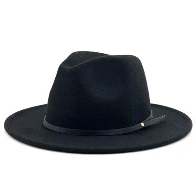 54-56-60CM Women Men Wool Vintage Gangster Trilby Felt Fedora Hat With Wide Brim Gentleman Elegant Lady Winter Autumn Jazz Caps