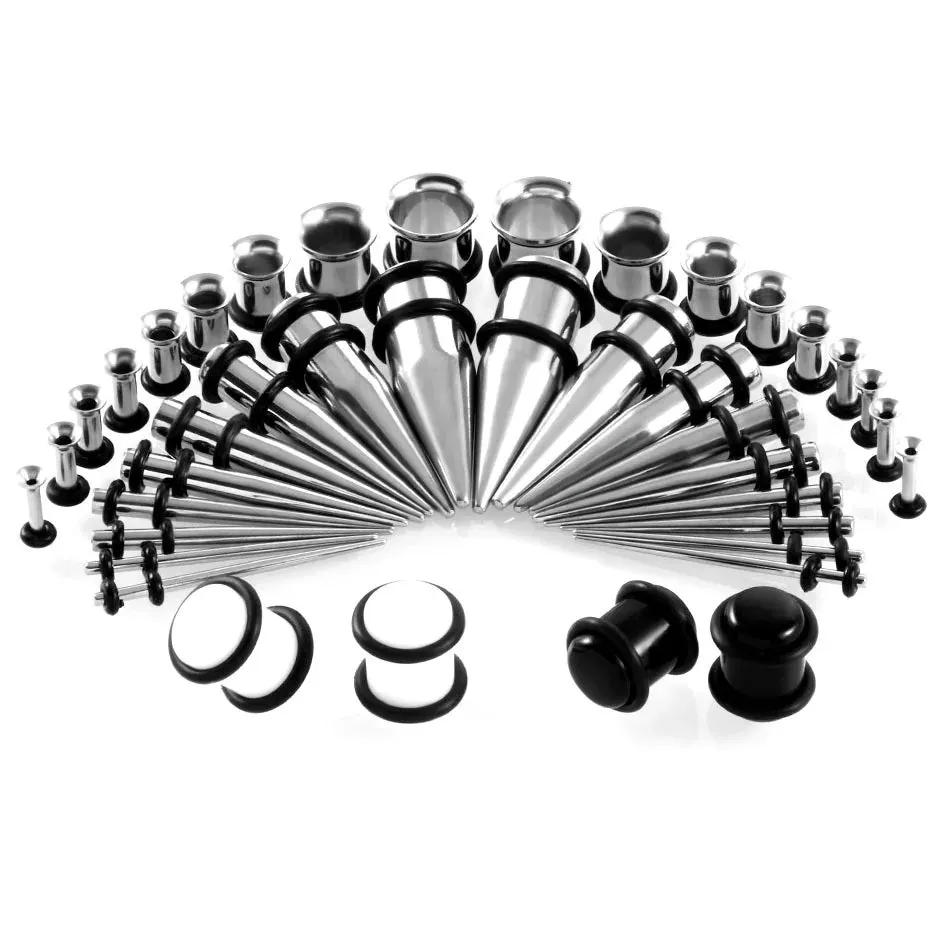 72 Pieces Ear Stretching Kit 14G-00G Plugs and Tapers 14G-00G Gauges Set 36 Pairs