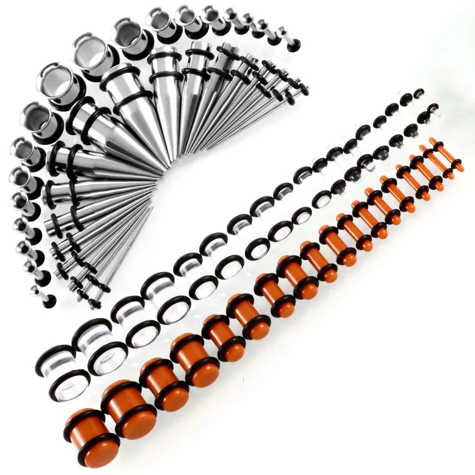 72 Pieces Ear Stretching Kit 14G-00G Plugs and Tapers 14G-00G Gauges Set 36 Pairs