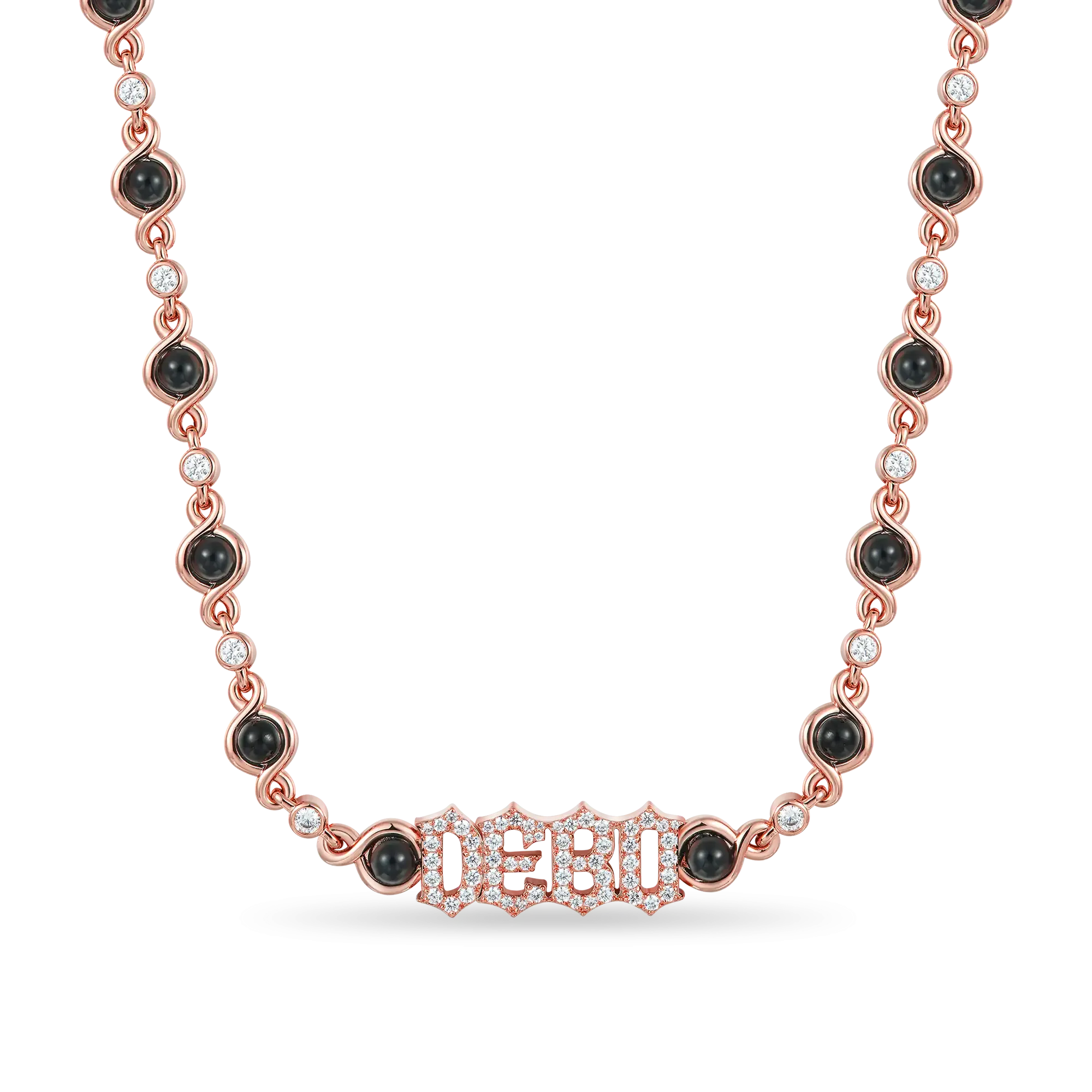 8MM Gothic Font Opal Custom Necklace