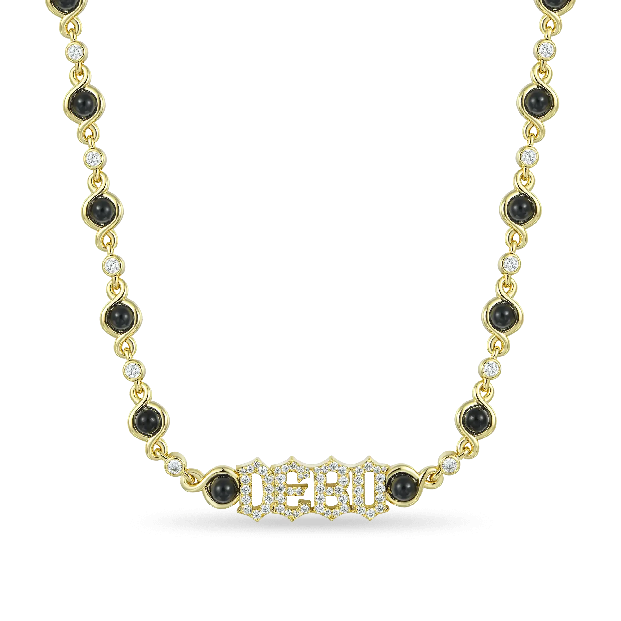 8MM Gothic Font Opal Custom Necklace