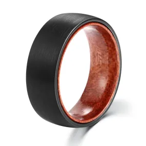 8mm Men Tungsten with Rosewood Interior Comfort Fit Wedding Band