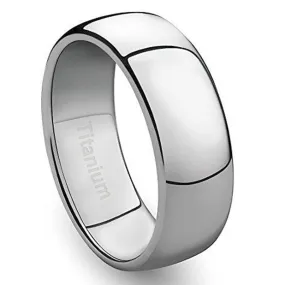 8MM Men's Titanium Ring Classic Wedding Band with Polished Finish