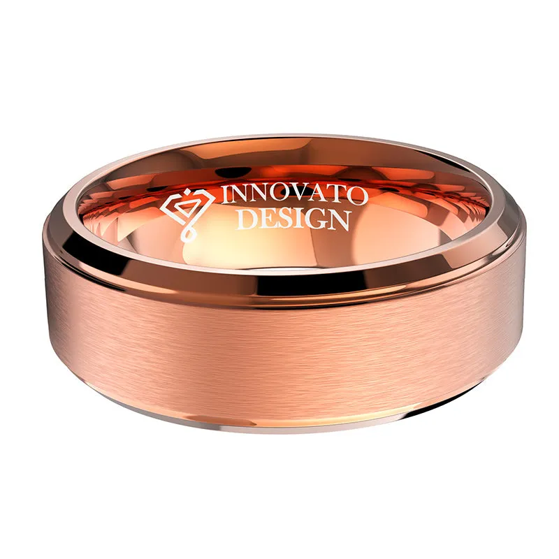 8mm  Rose Gold Plated Tungsten Carbide Ring