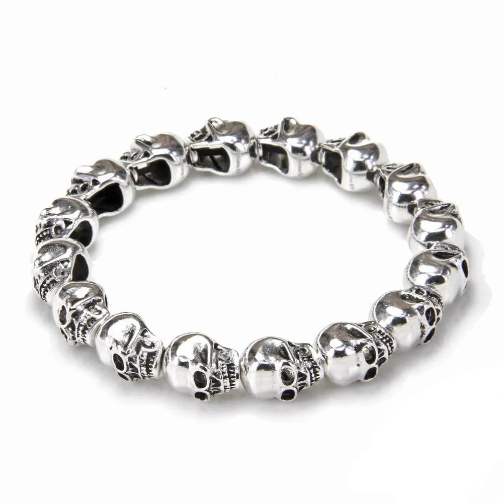 925 Sterling Silver Skull Beads Bracelet