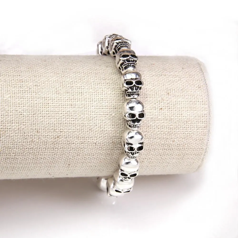 925 Sterling Silver Skull Beads Bracelet