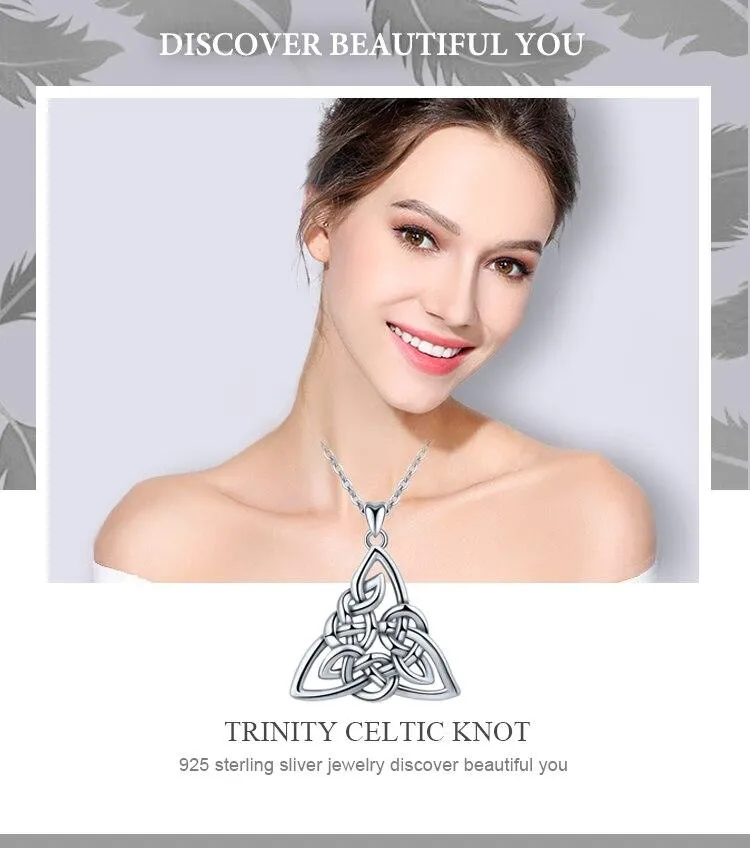 925 Sterling Silver Trinity Celtic Knot Fine Pendant Necklace