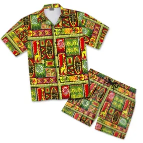 African Tribal Hawaiian Shirt And Shorts Set