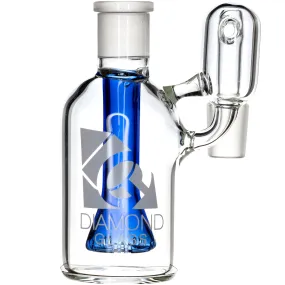 Ash Catcher w/ 18mm Joint, 90 Angle, Blue Showerhead, by Diamond Glass