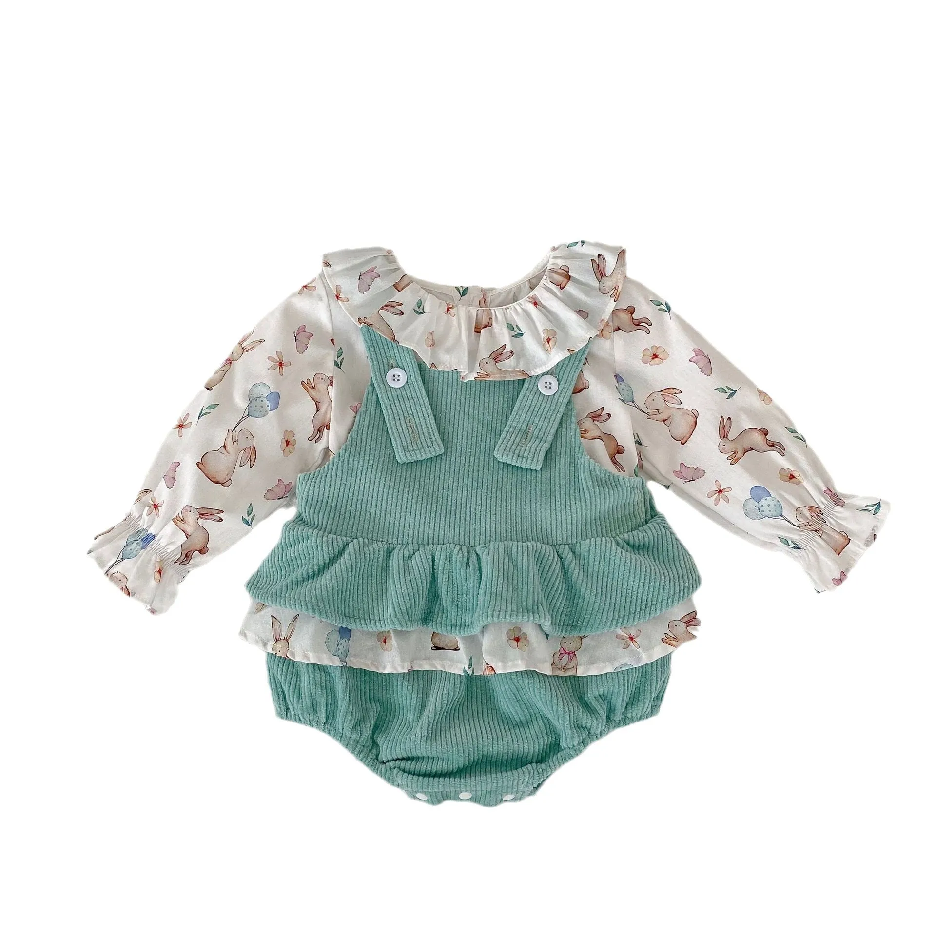 Baby Girls Solid Color Animals Print Tops And Rompers Wholesale 230828139