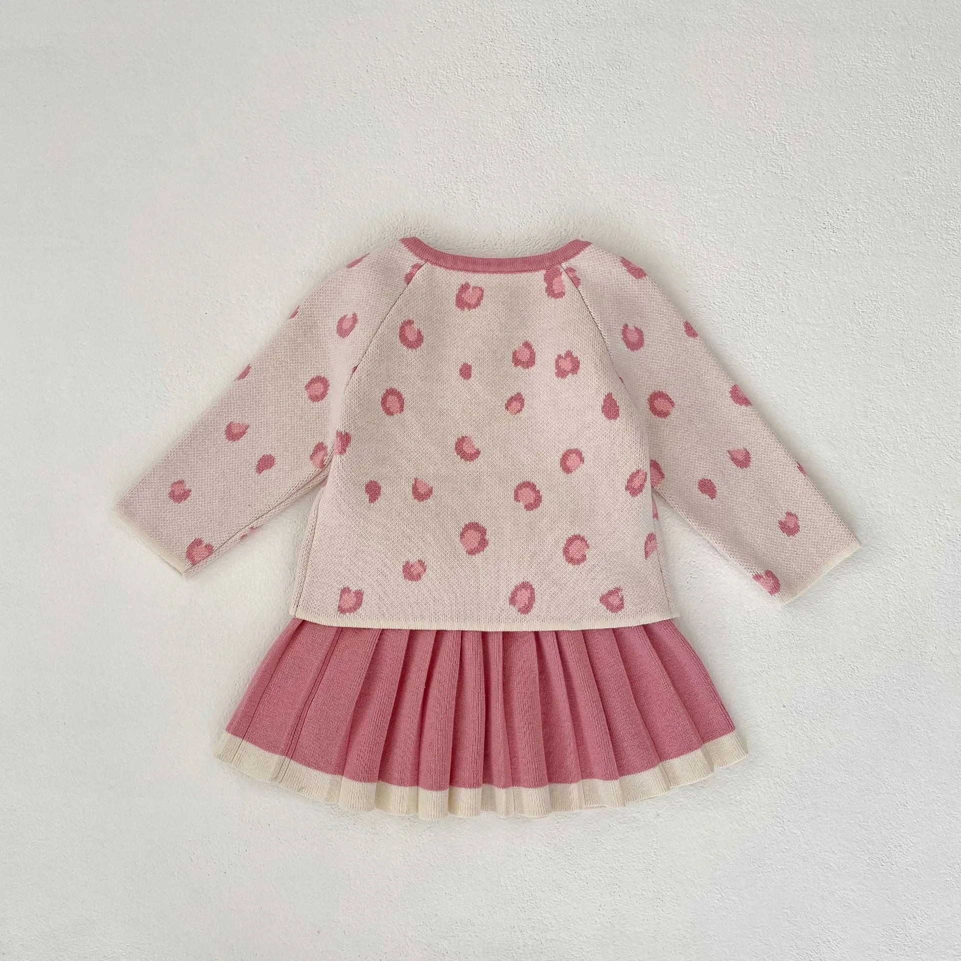 Baby Kid Girls Solid Color Polka dots Print Cardigan And Dresses Wholesale 230828228