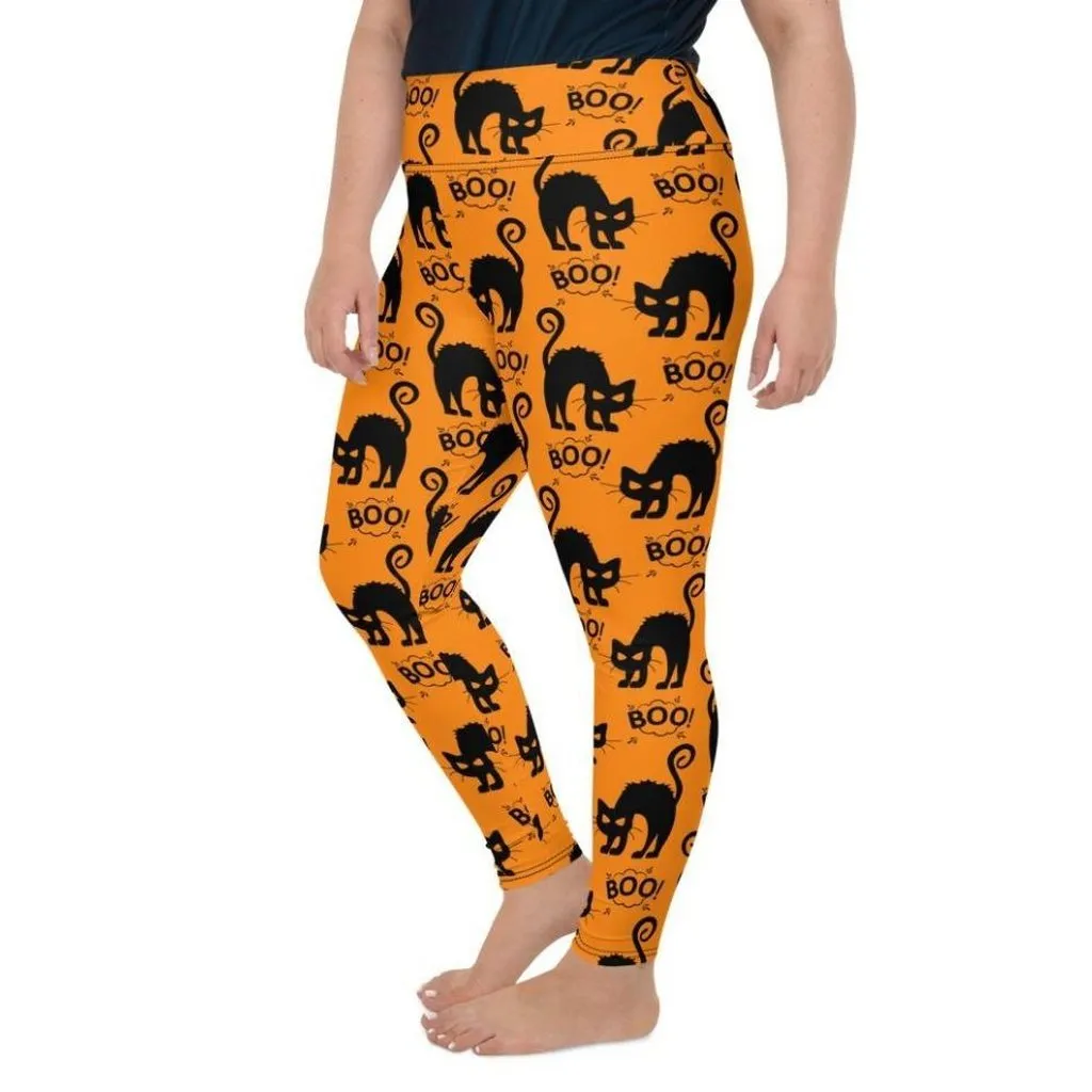 Black Kitty Halloween Plus Size Leggings