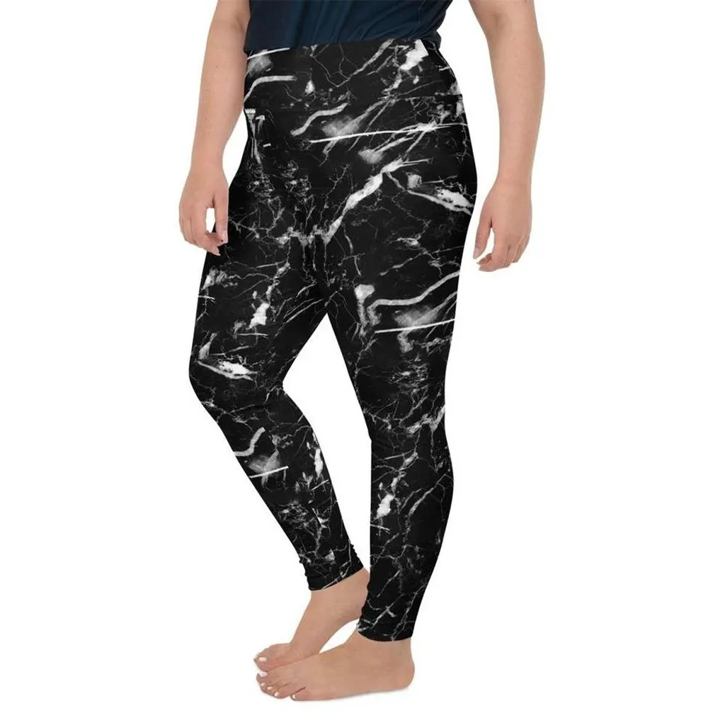 Black Marble Plus Size Leggings