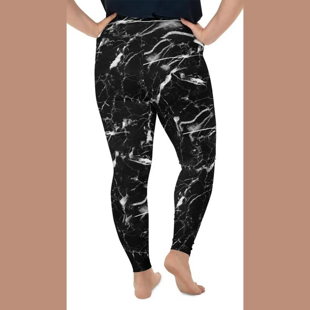 Black Marble Plus Size Leggings