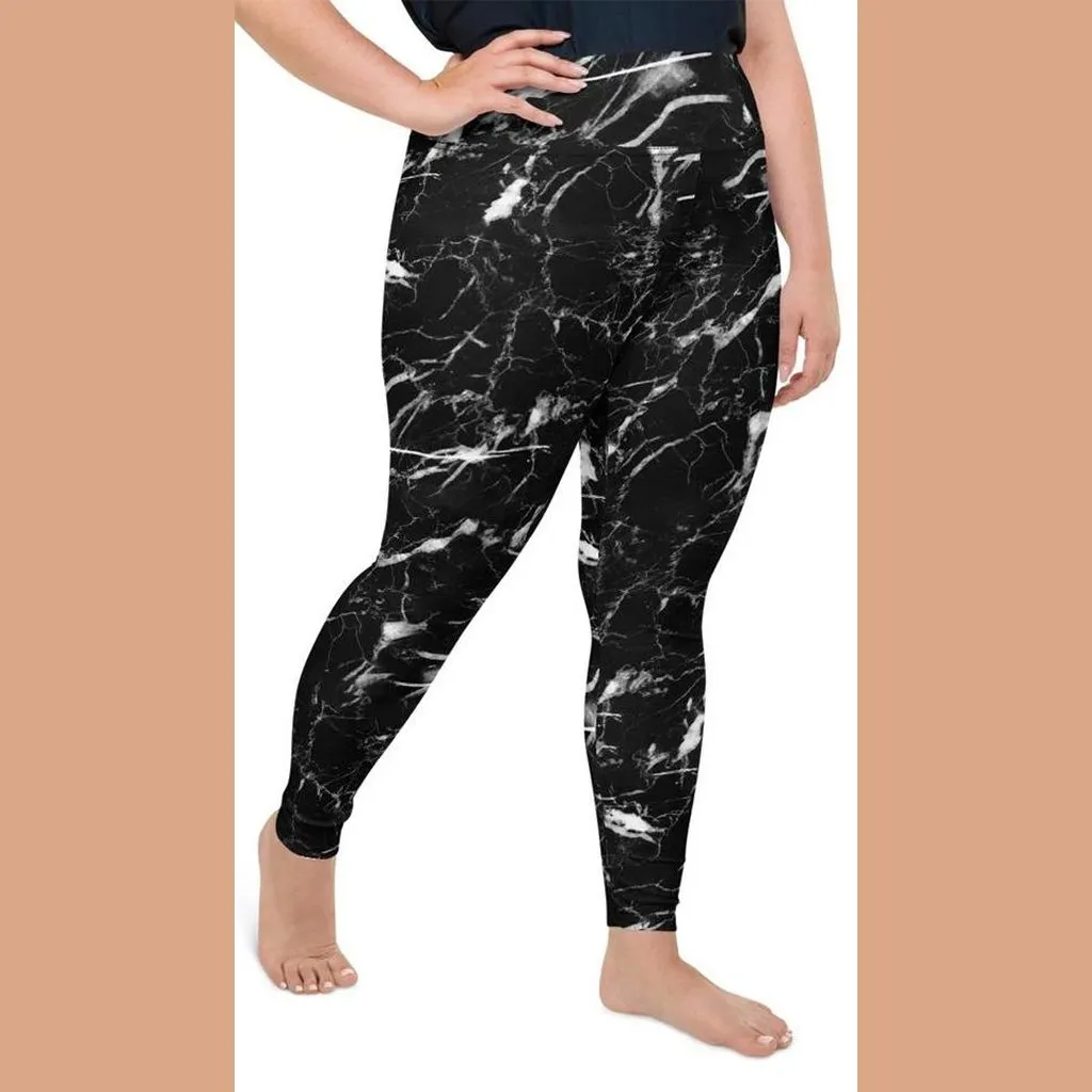 Black Marble Plus Size Leggings