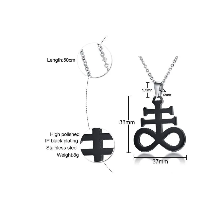 Black Stainless Steel Leviathan Cross Pendant with Chain Necklace