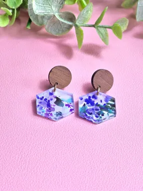 Blue Floral Dangle Earrings for Spring and Summer