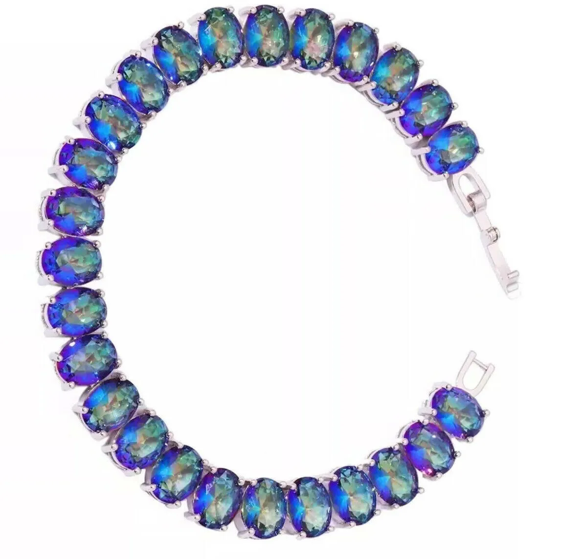 Blue Mystic Topaz Gemstone Statement Tennis Bracelet