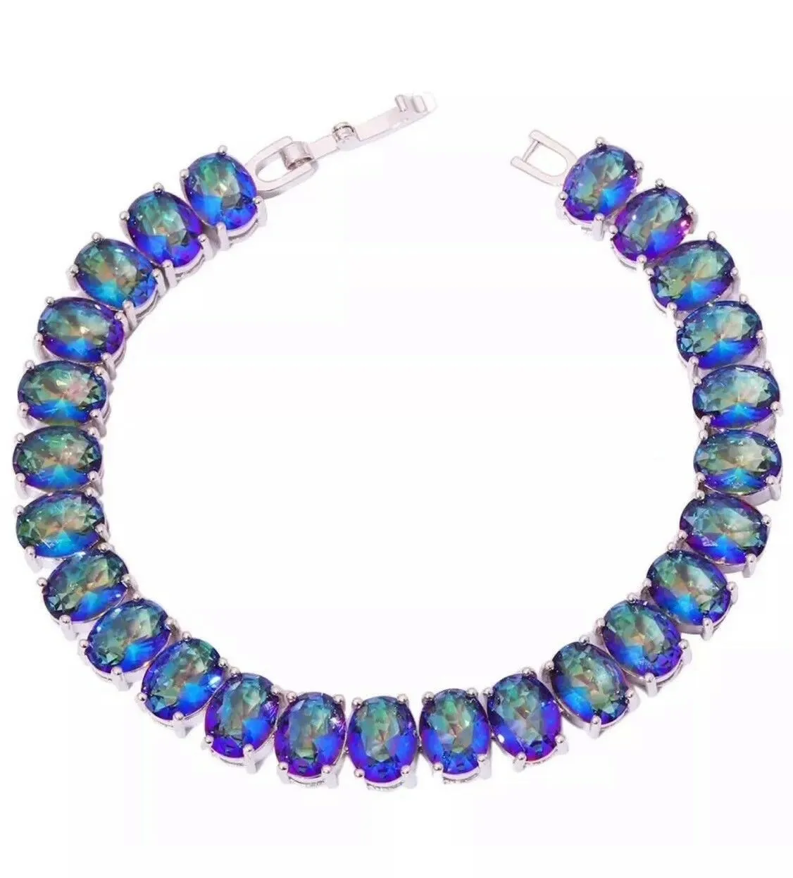 Blue Mystic Topaz Gemstone Statement Tennis Bracelet