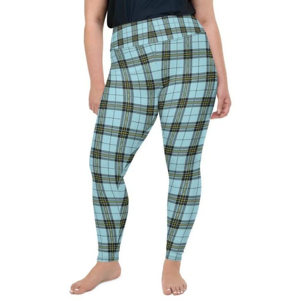 Blue Plaid Print Plus Size Leggings