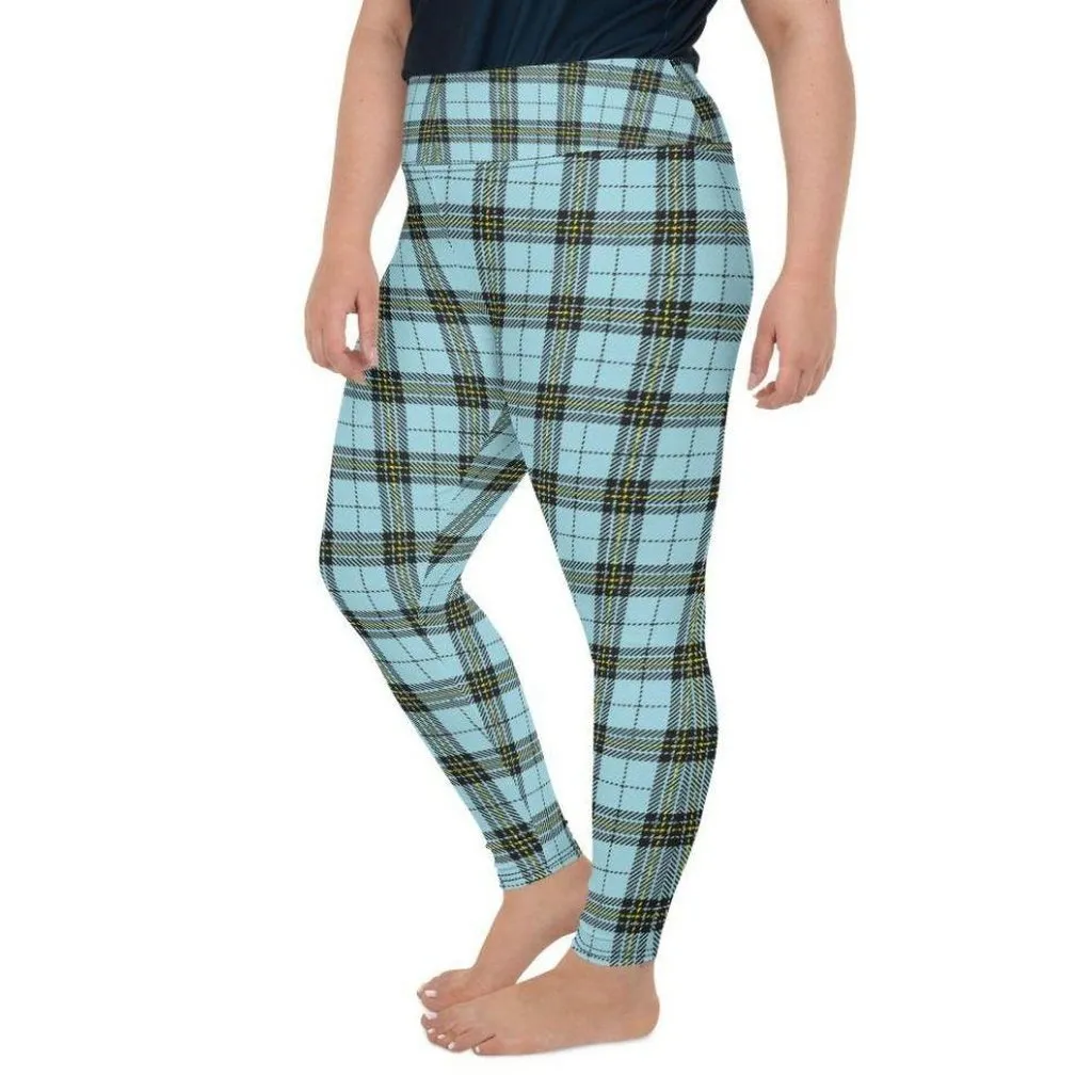 Blue Plaid Print Plus Size Leggings