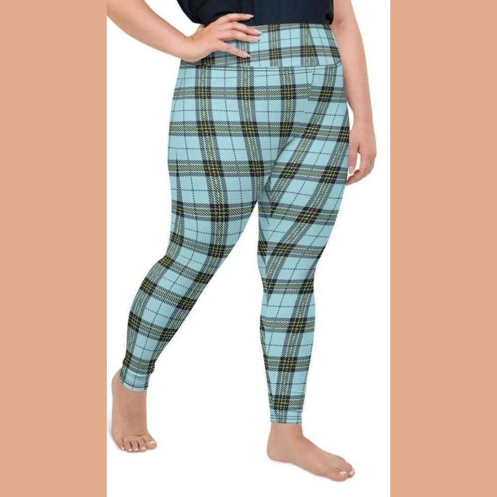 Blue Plaid Print Plus Size Leggings