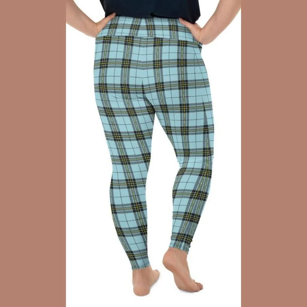 Blue Plaid Print Plus Size Leggings