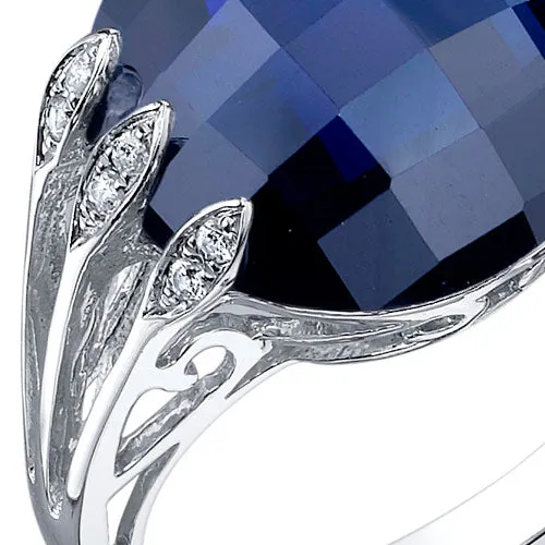 Blue Sapphire Round Cut Sterling Silver Ring Size 5