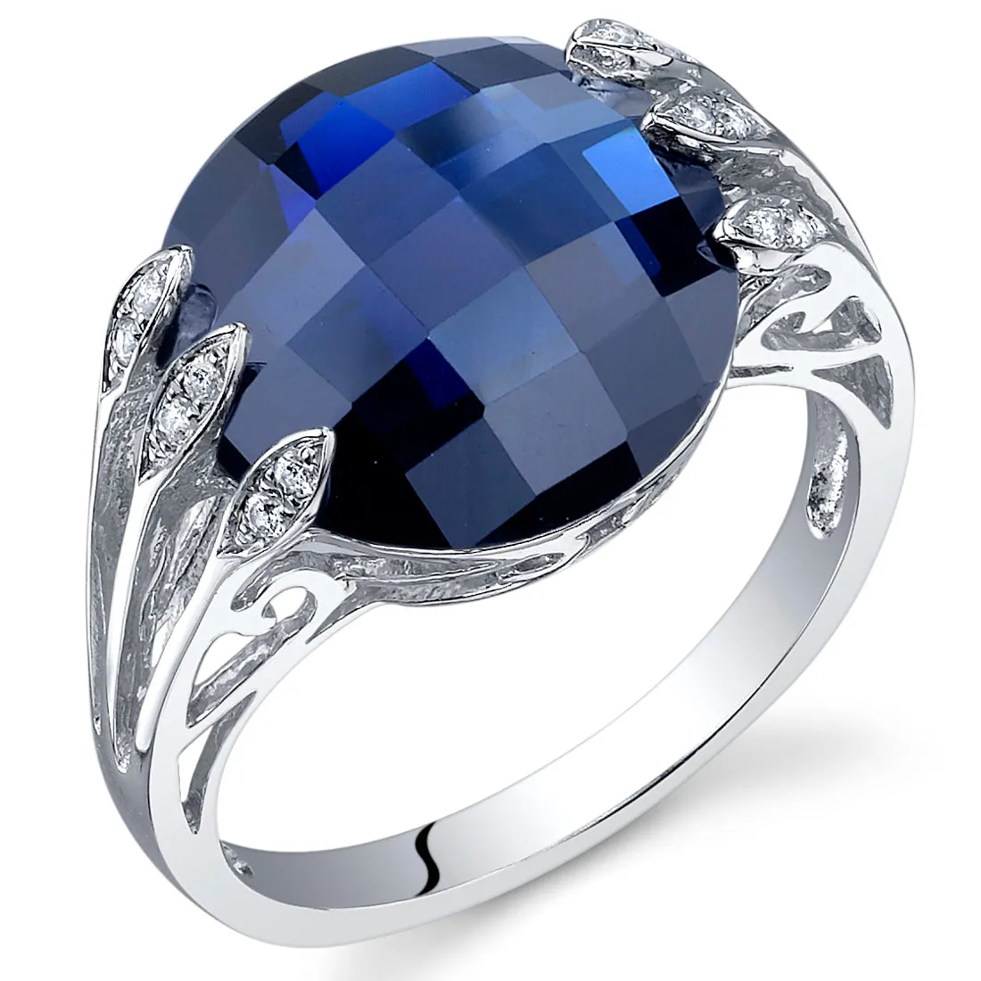 Blue Sapphire Round Cut Sterling Silver Ring Size 5