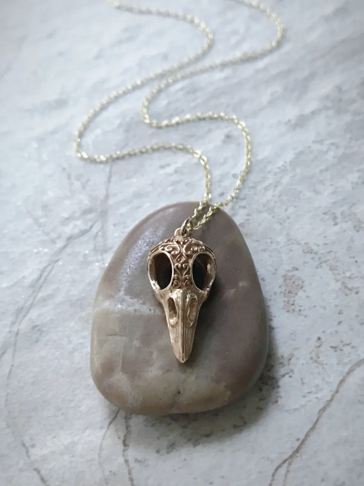 Bronze Raven Skull Necklace