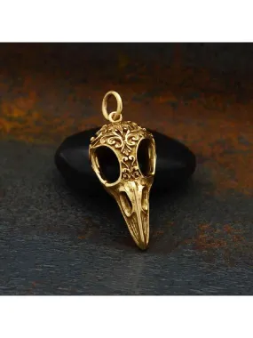 Bronze Raven Skull Necklace