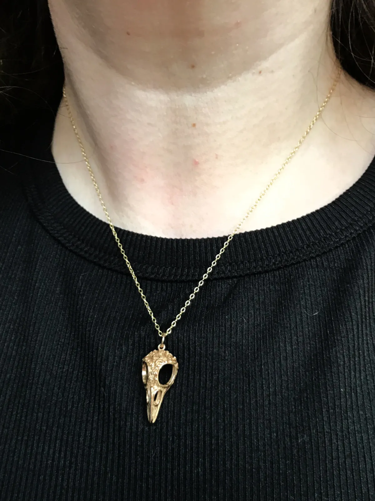 Bronze Raven Skull Necklace