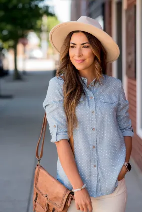 Button Up Polka Dot Blouse