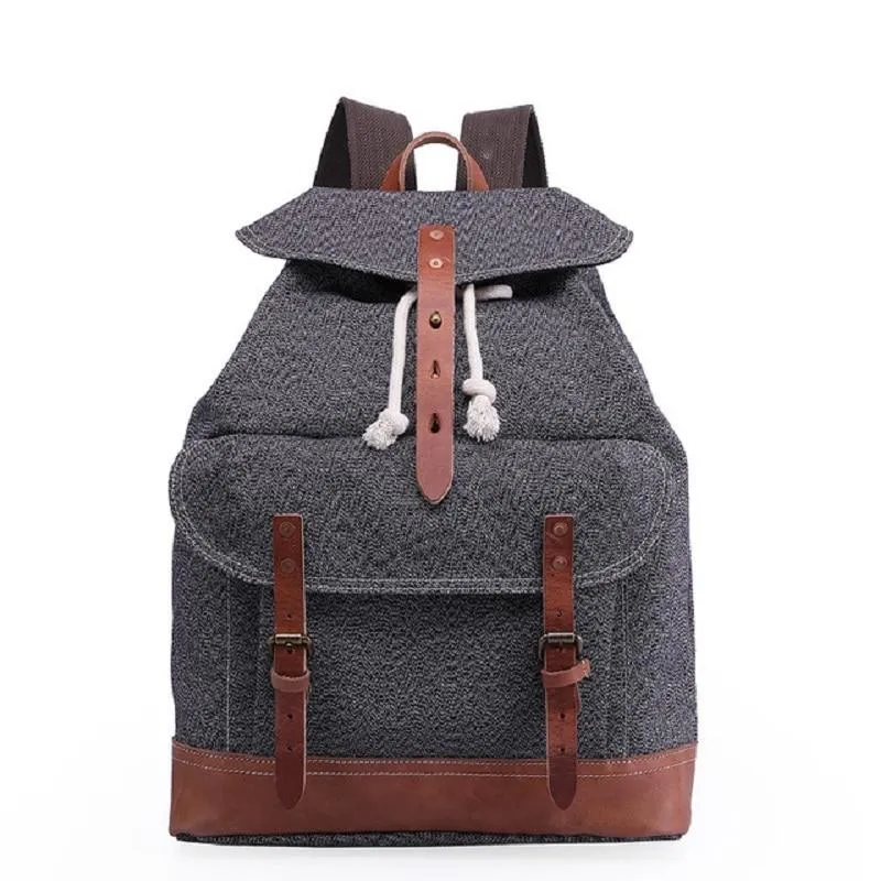 Canvas Leather Travel Backpack 20 to 35 Litre