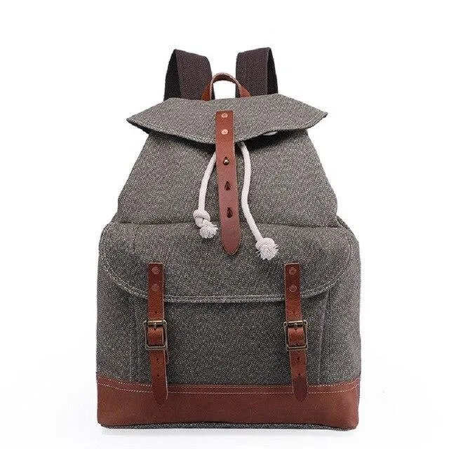 Canvas Leather Travel Backpack 20 to 35 Litre