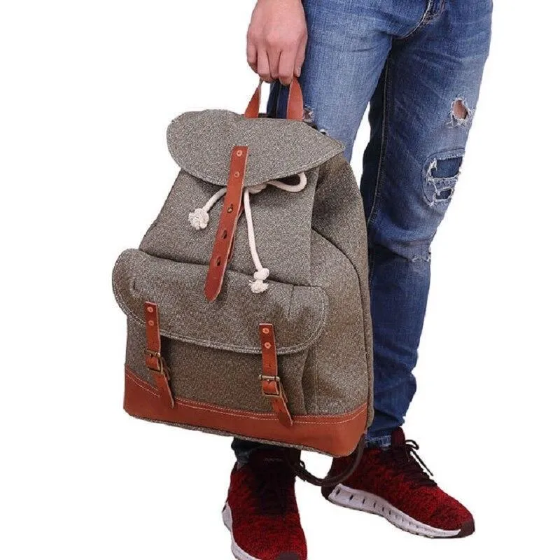 Canvas Leather Travel Backpack 20 to 35 Litre