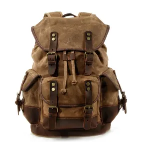 Canvas Leather Waterproof 20 to 35 Liter Backpack with String