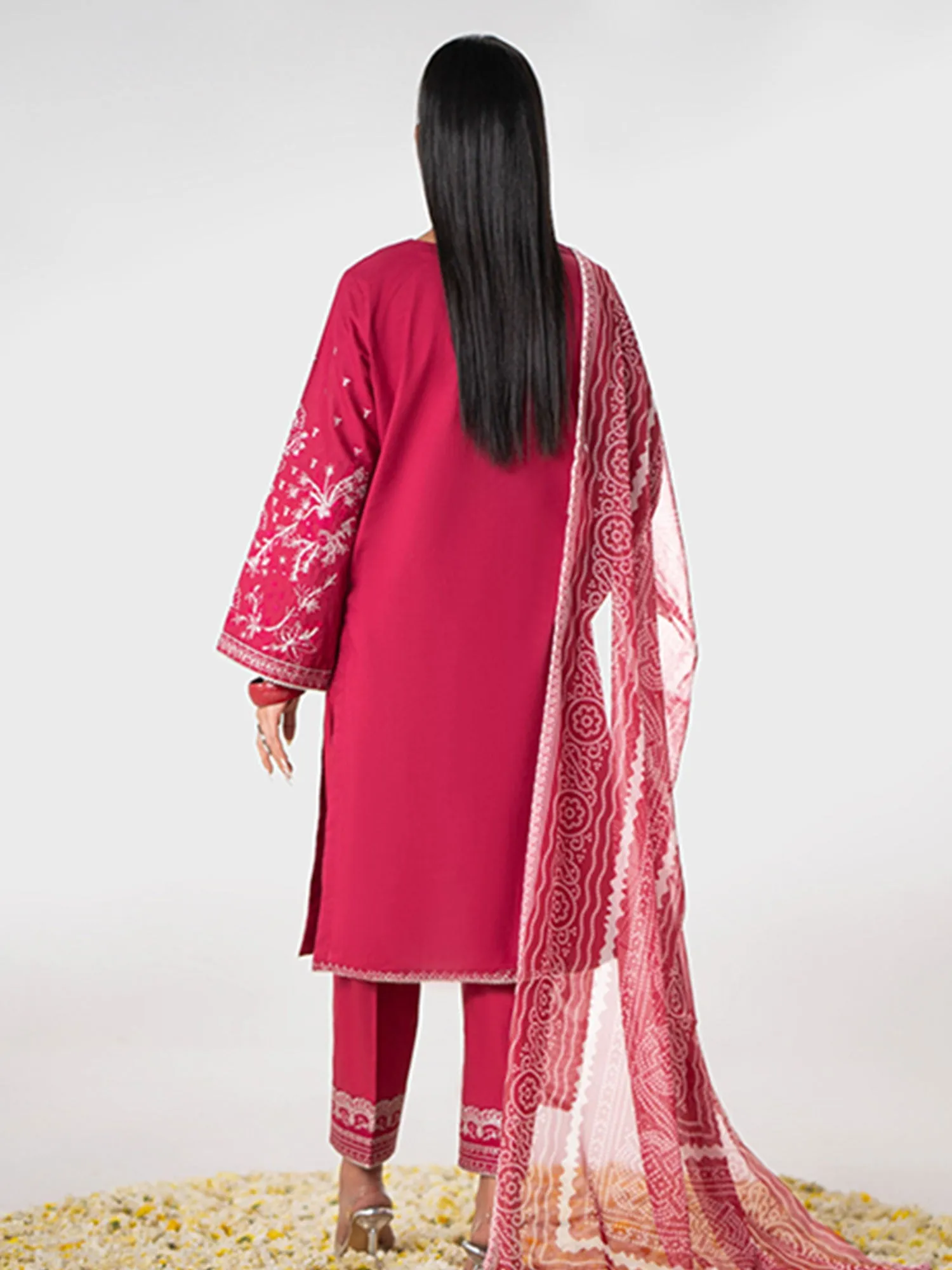 Casual Lite "Gul Posh" Embroidered Cotton Suit - Pink