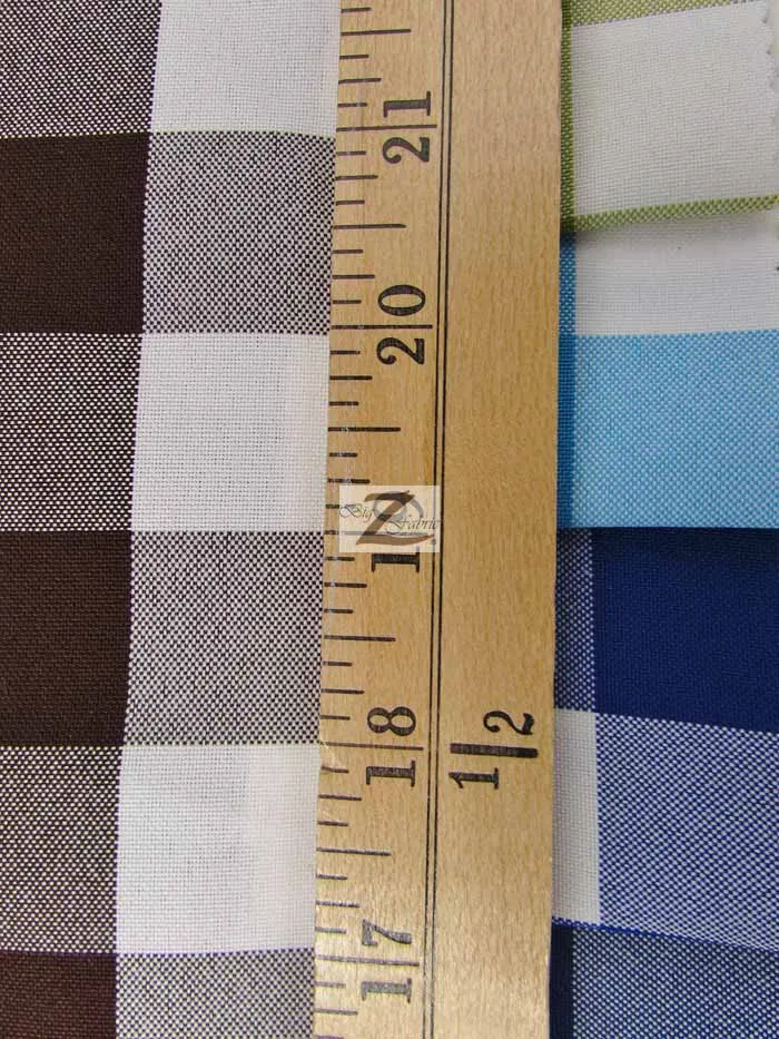 Checkered Gingham Poly Cotton Printed Fabric / Navy Blue / 50 Yard Bolt