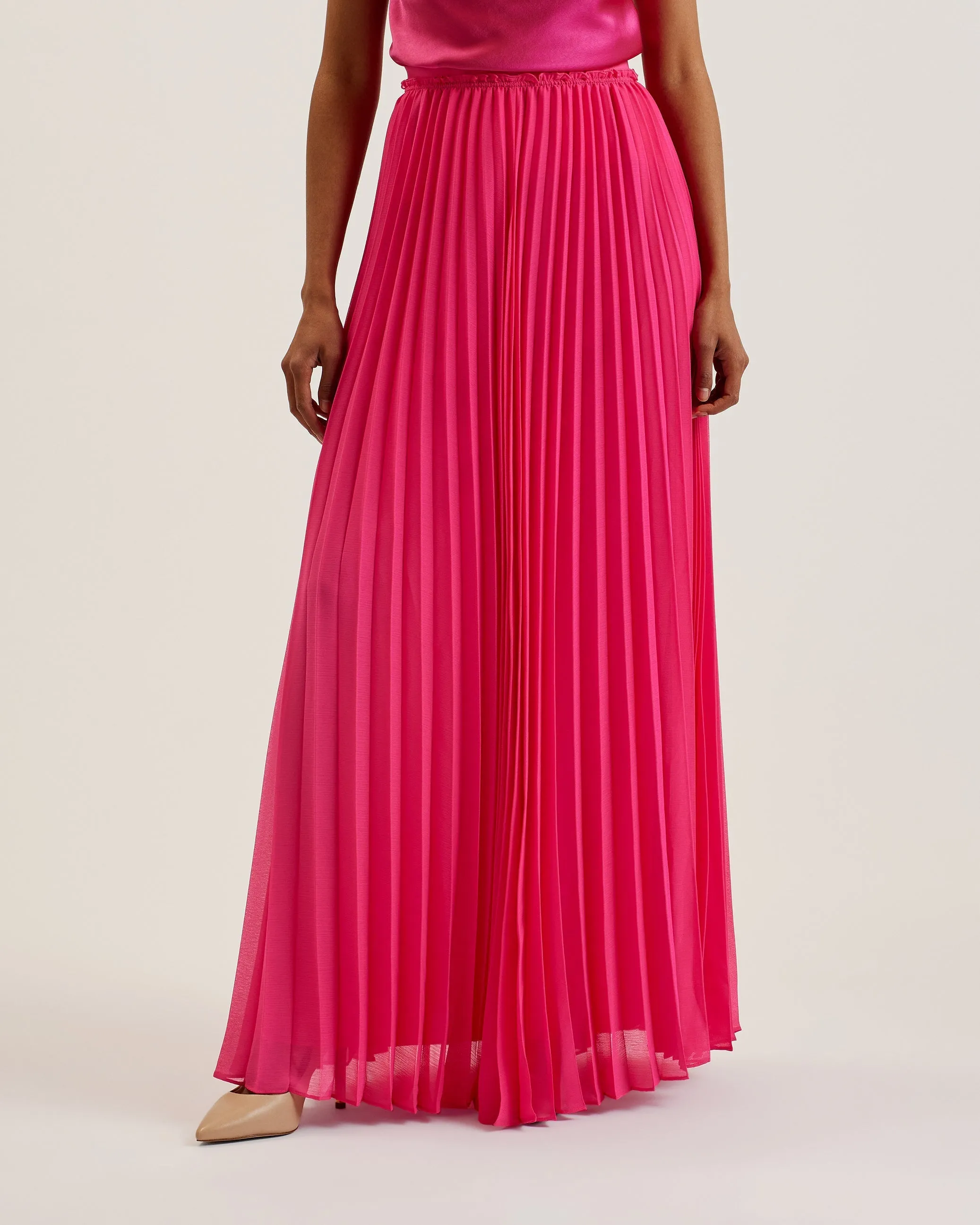 Clodi Pleated Maxi Skirt Pink