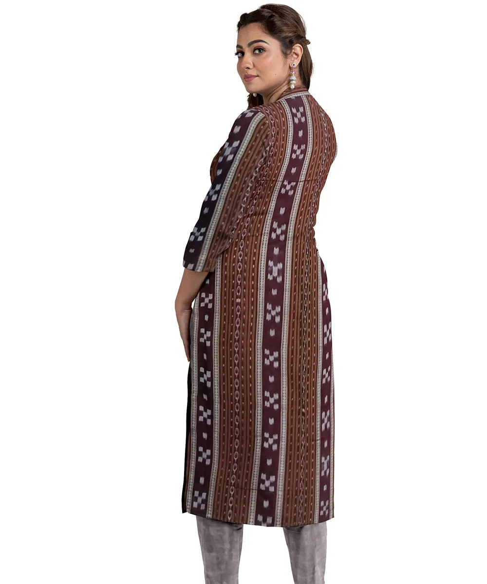 Coffee handwoven cotton nuapatna dress material